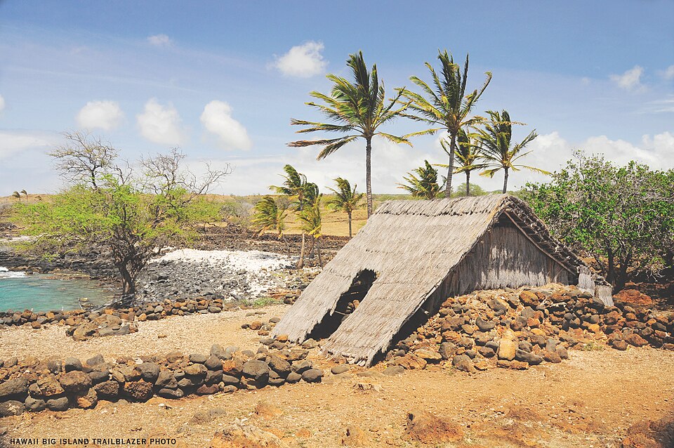 A reconstructed thatched hale at Lapakahi State Historical Park.