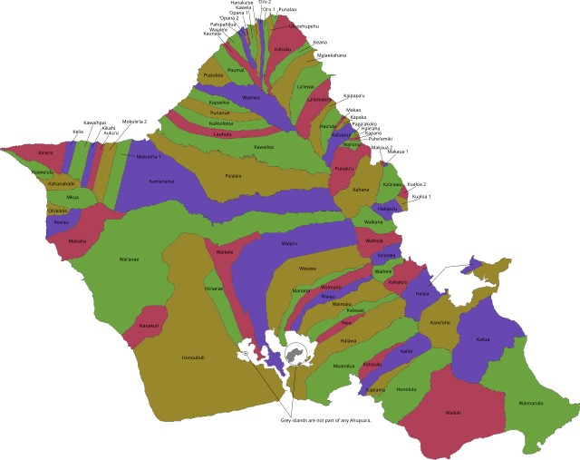 Traditional ahupuaʻa divisions on Oʻahu